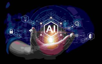 Businessman touching the brain working of Artificial Intelligence (AI) 
Automation, Predictive analytics, Customer service AI-powered chatbot, analyze customer data, business and technology